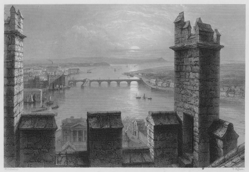 Shannon, från Tower of Limerick Cathedral (gravyr) av William Henry (after) Bartlett