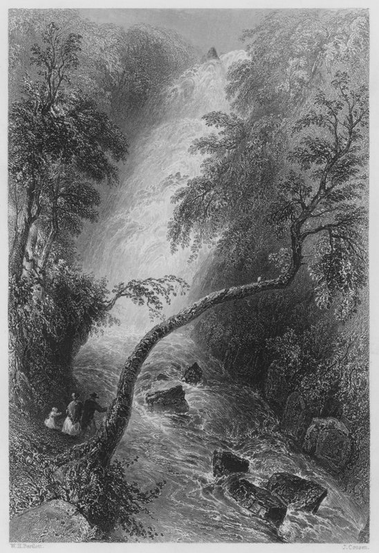Torc Cascade (gravyr) av William Henry (after) Bartlett