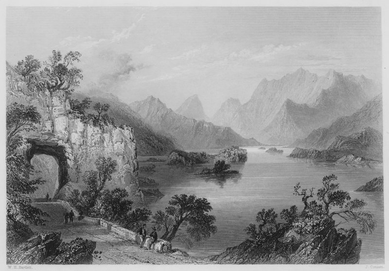 Upper Lake, Killarney (gravyr) av William Henry (after) Bartlett