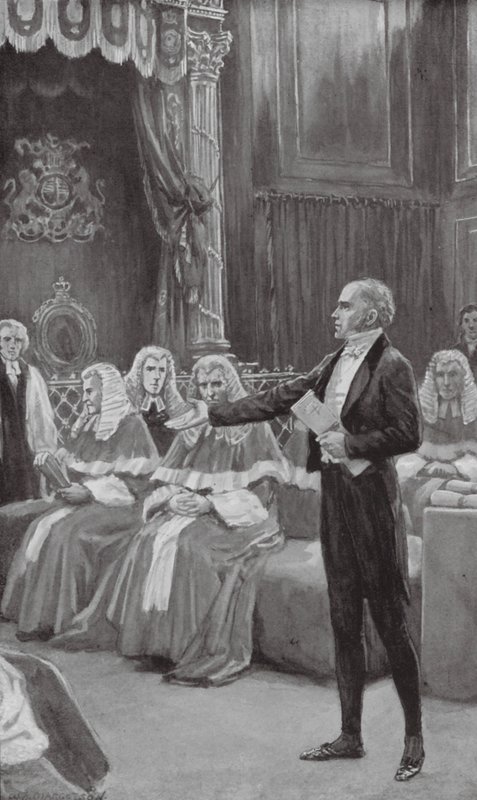 Earl Grey vädjar till biskopsstolen att anta reformförslaget (litografi) av William Henry (after) Margetson