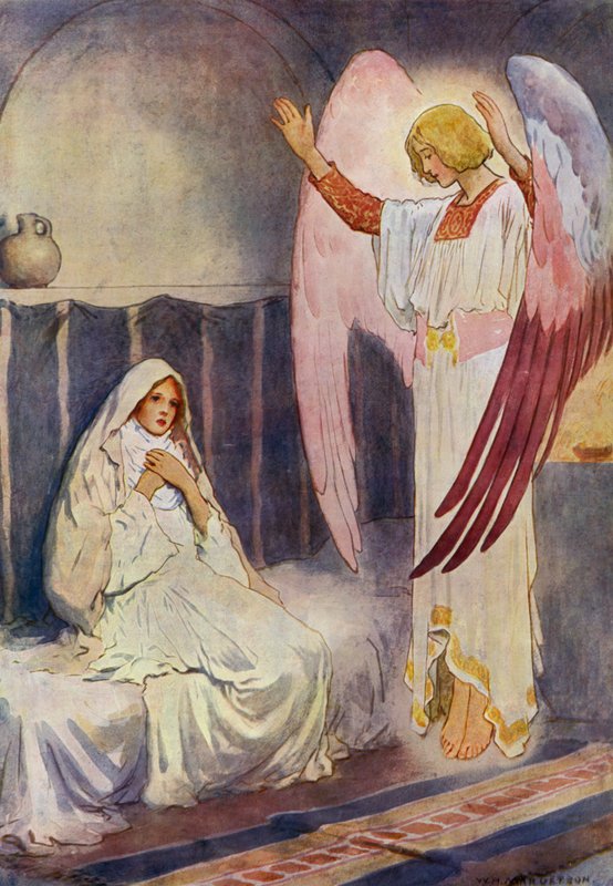 Bebådelsen (färg litho) av William Henry (after) Margetson