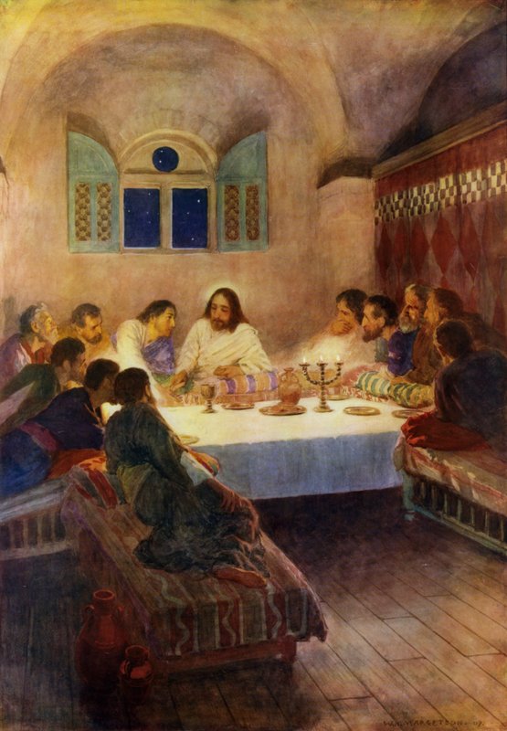Nattvarden (färg litho) av William Henry (after) Margetson