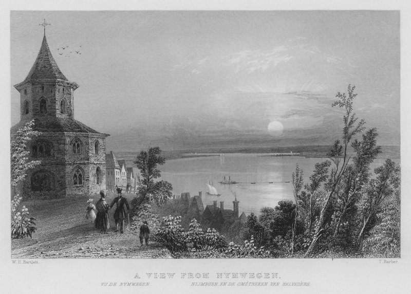 En vy från Nimwegen (gravyr) av William Henry Bartlett