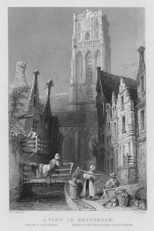 A View in Rotterdam (gravyr) av William Henry Bartlett