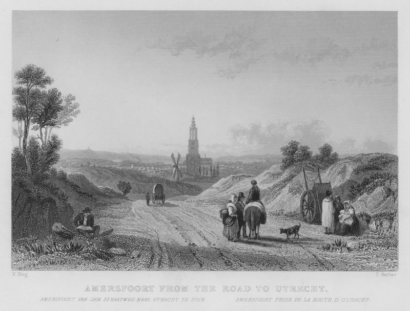 Amersfoort från vägen till Utrecht (gravyr) av William Henry Bartlett