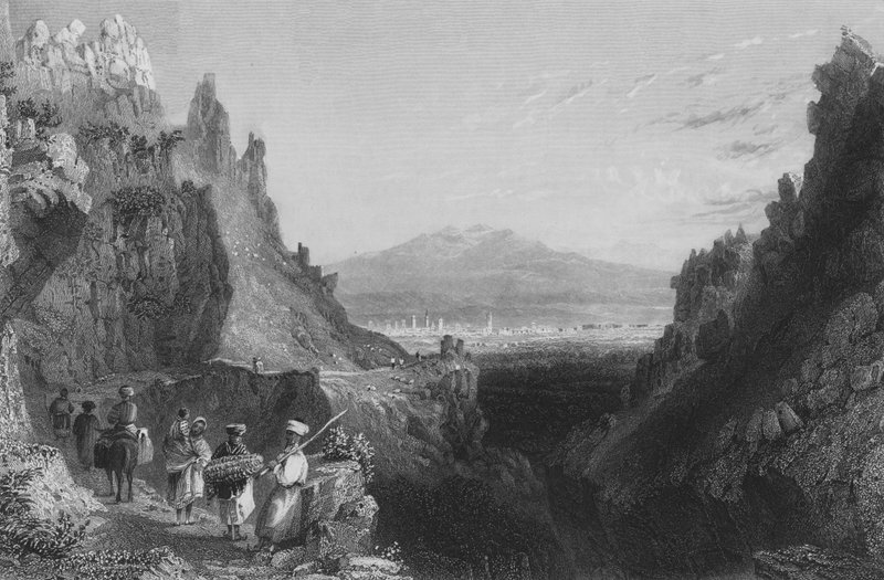 Närmar dig Antiokia, den antika Anathoth, från Aleppo av William Henry Bartlett