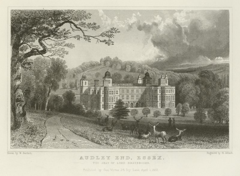 Audley End, Essex, säte för Lord Braybrooke av William Henry Bartlett