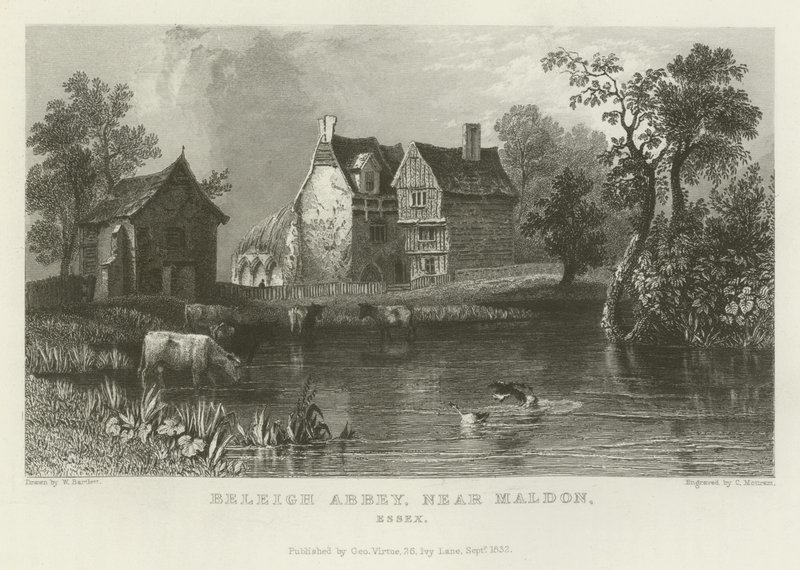 Beeleigh Abbey, nära Maldon, Essex av William Henry Bartlett