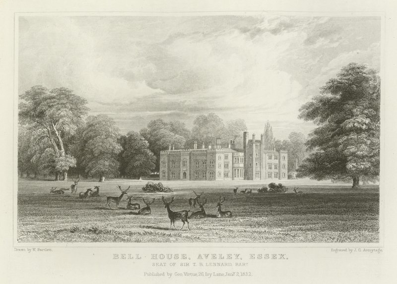 Bell House, Aveley, Essex, säte för Sir TB Lennard, Baronet av William Henry Bartlett