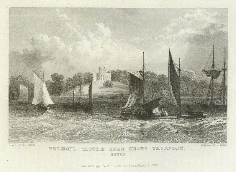 Belmont Castle, nära Grays Thurrock, Essex av William Henry Bartlett