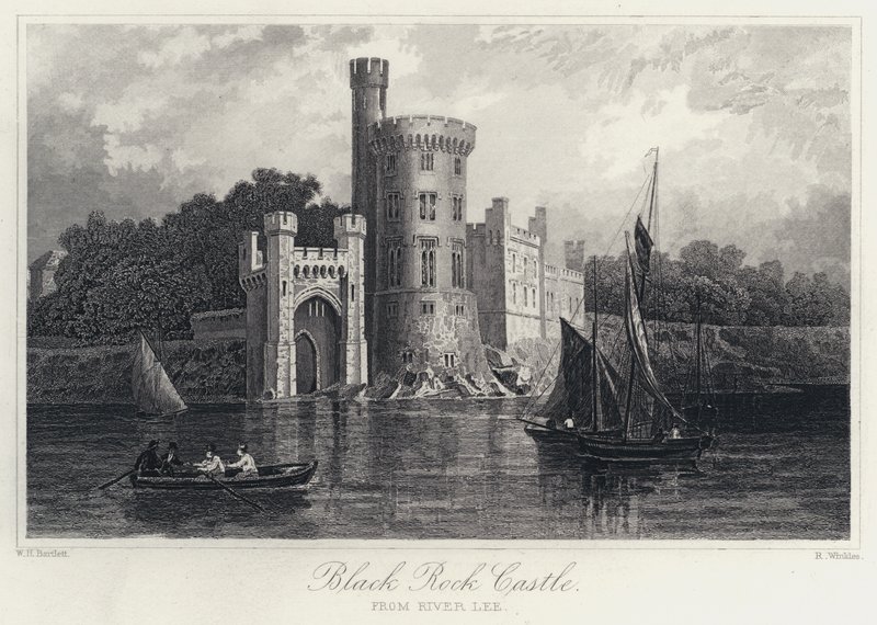 Black Rock Castle, från River Lee (gravyr) av William Henry Bartlett