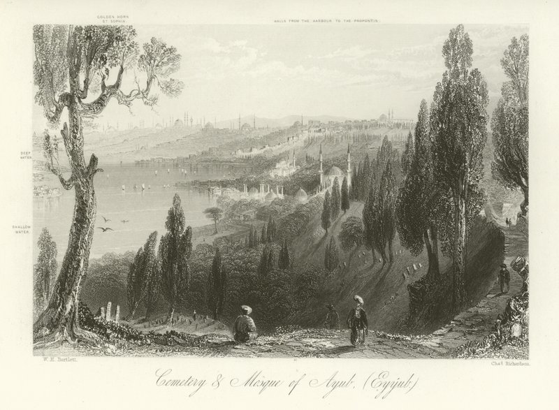 Kyrkogården och moskén i Ayub, Konstantinopel av William Henry Bartlett