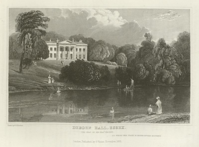 Debden Hall, Essex, säte för Sir Francis Vincent av William Henry Bartlett