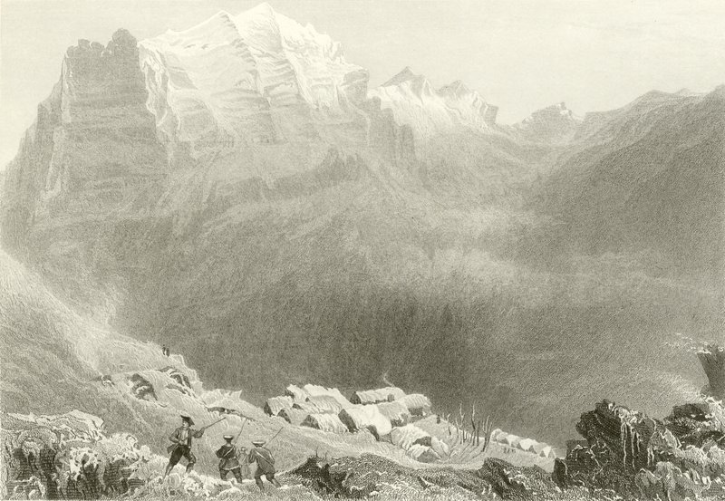 Dormeilleuse, Höga Alperna, platsen för Felix Neffs arbete av William Henry Bartlett
