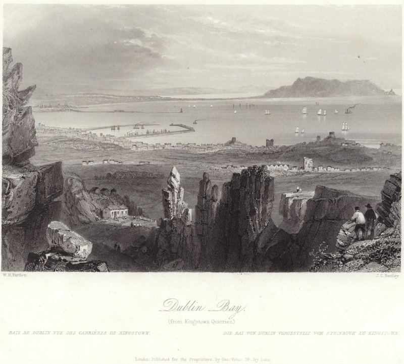 Dublin Bay från Kingstown Quarries av William Henry Bartlett