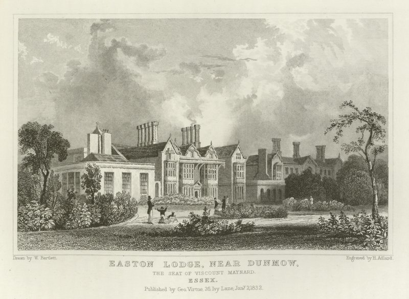 Easton Lodge, nära Great Dunmow, säte för Viscount Maynard, Essex av William Henry Bartlett