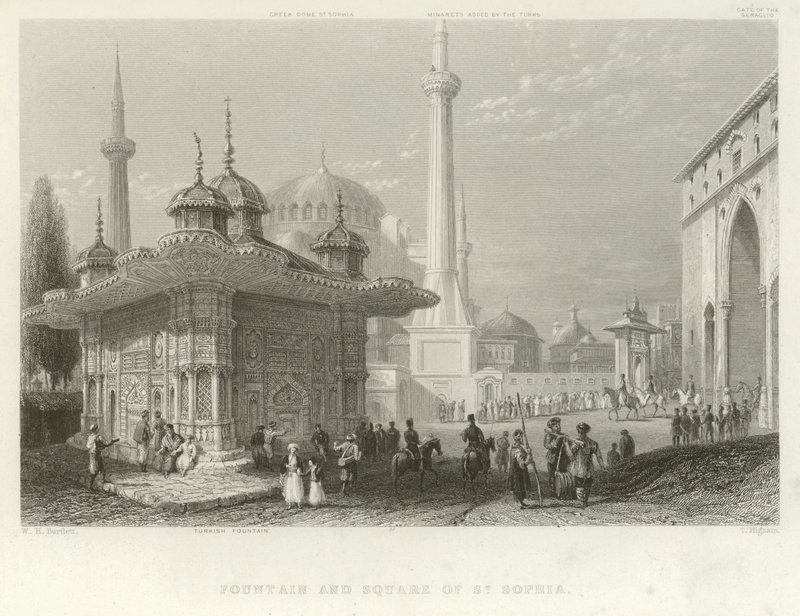 Fontän och torget i St Sophia, Konstantinopel av William Henry Bartlett