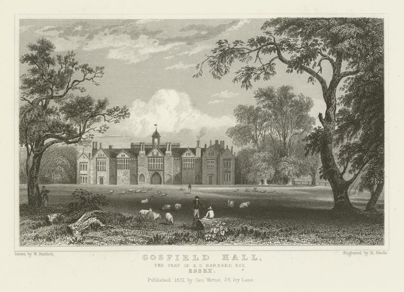 Gosfield Hall, säte för EG Barnard, Esquire, Essex av William Henry Bartlett