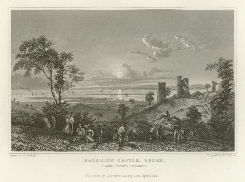 Hadleigh Castle, Essex, med utsikt mot Sheerness av William Henry Bartlett