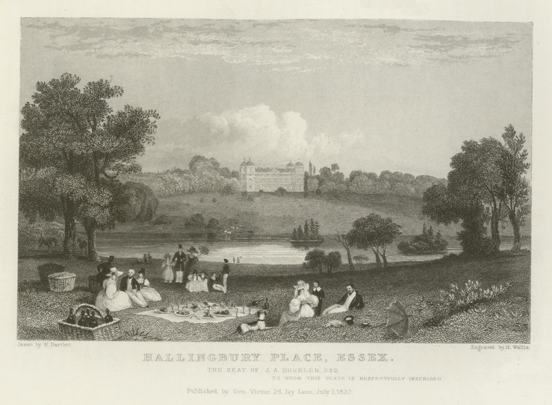 Hallingbury Place, Essex, säte för J A Houblen, Esquire av William Henry Bartlett