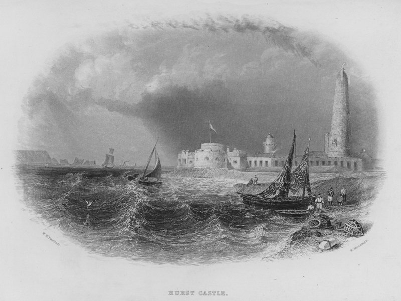 Hurst Castle (gravyr) av William Henry Bartlett