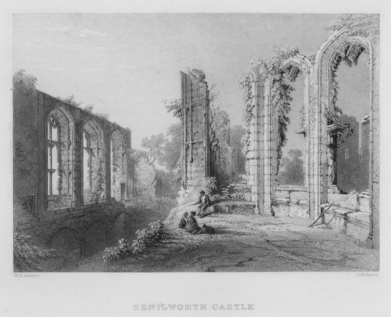Kenilworth Castle (gravyr) av William Henry Bartlett