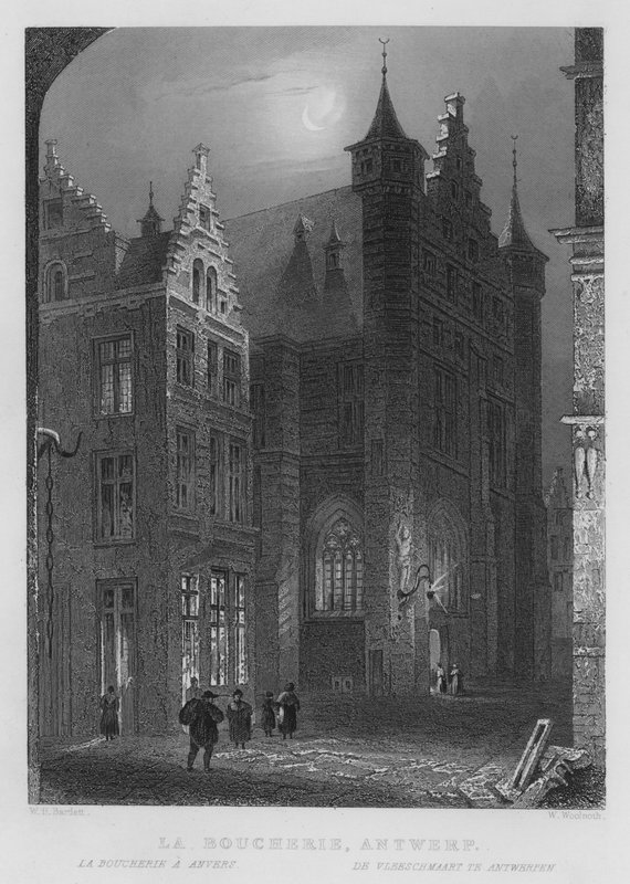 The Butchery, Antwerpen (gravyr) av William Henry Bartlett