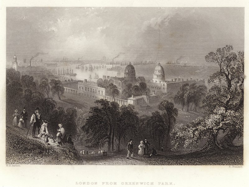 London från Greenwich Park av William Henry Bartlett