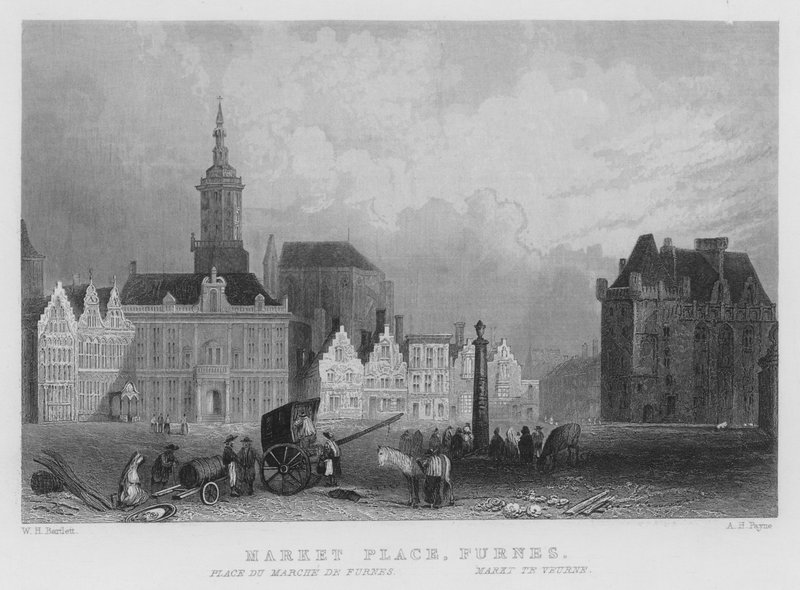 Market Place, Furnes (gravyr) av William Henry Bartlett