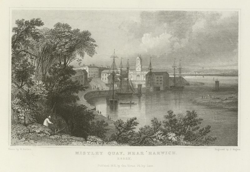 Mistley Quay, nära Harwich, Essex av William Henry Bartlett