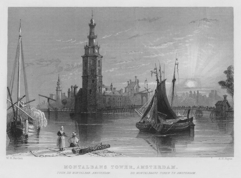 Montalbans Tower, Amsterdam (gravyr) av William Henry Bartlett