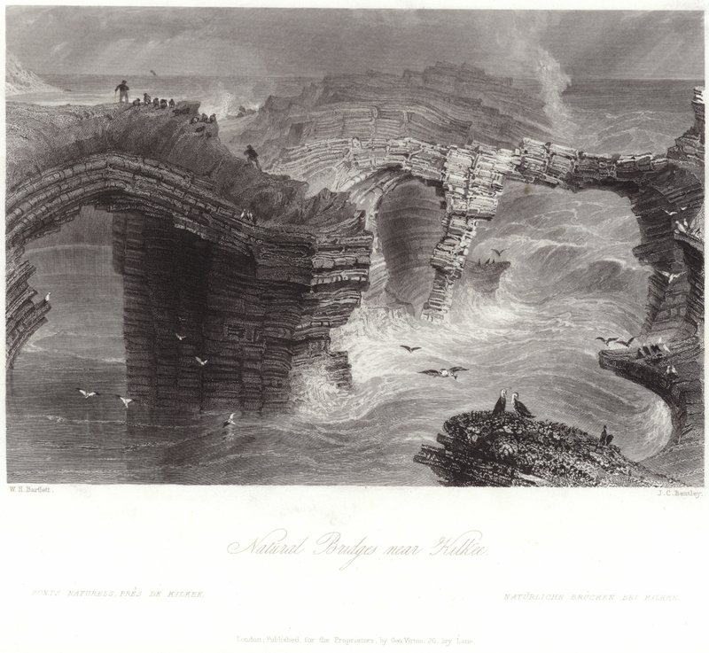 Naturliga broar nära Kilkee av William Henry Bartlett