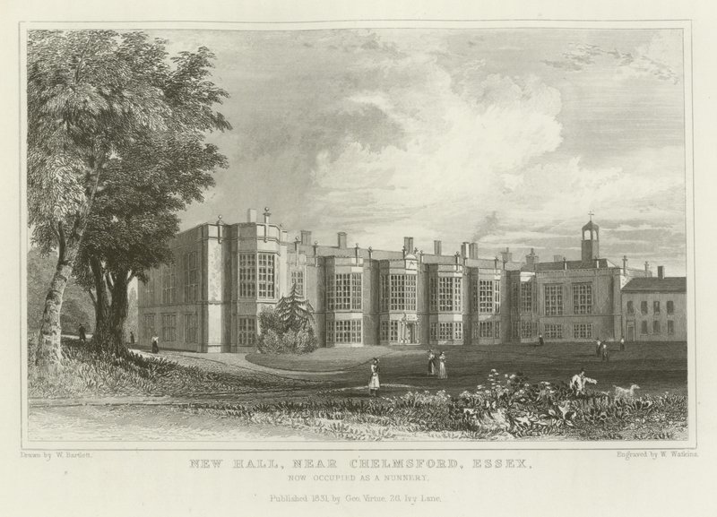 New Hall, nära Chelmsford, Essex, nu ockuperat som ett nunnekloster av William Henry Bartlett