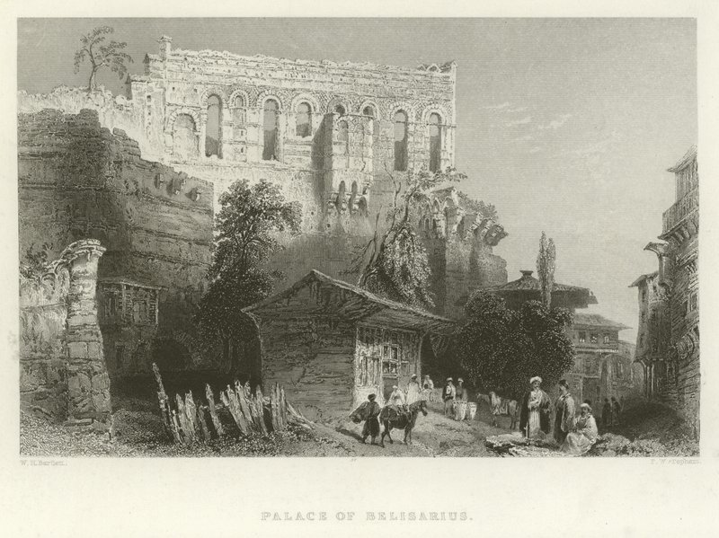 Palace of Belisarius, Konstantinopel av William Henry Bartlett
