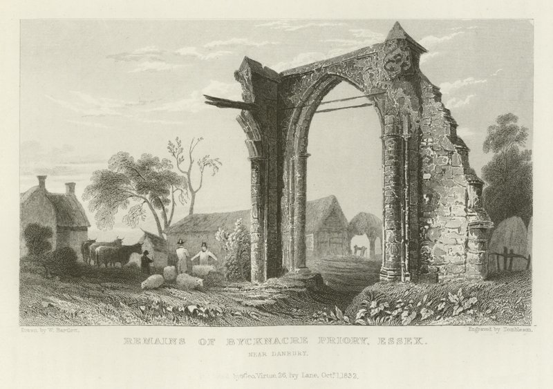 Rester av Bicknacre Priory, Essex, nära Danbury av William Henry Bartlett
