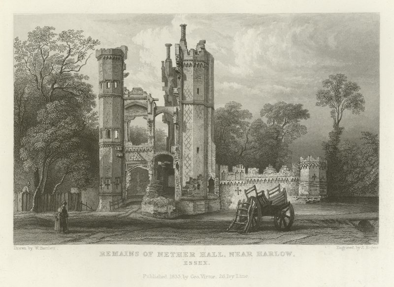 Rester av Nether Hall, nära Harlow, Essex av William Henry Bartlett