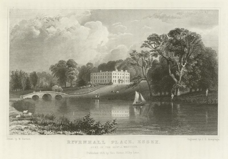 Rivenhall Place, Essex, säte för pastor J Western av William Henry Bartlett