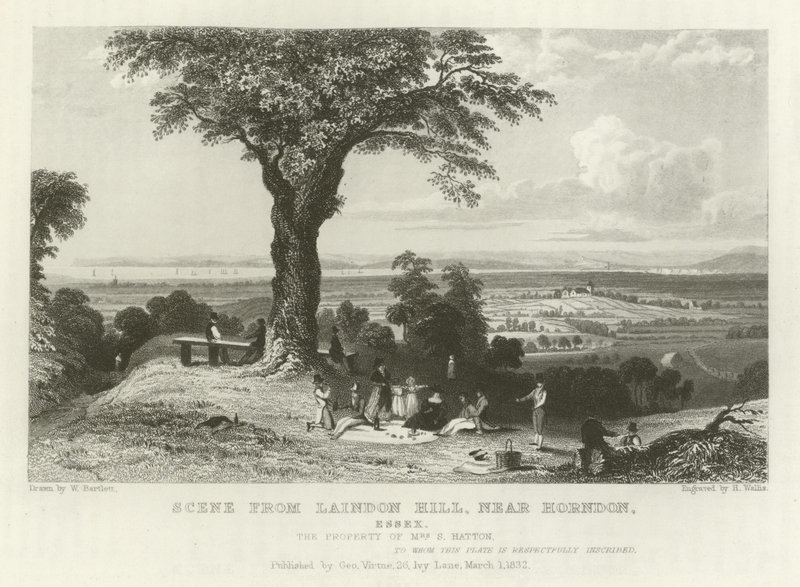 Scen från Laindon Hill, nära Horndon, Essex av William Henry Bartlett