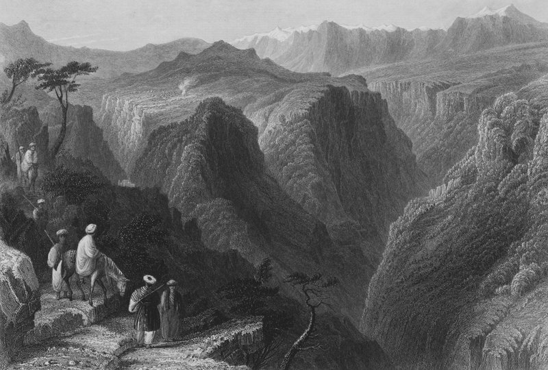 Scen i Libanonberget, ovanför Kadeshadalen, eller den heliga dalen av William Henry Bartlett