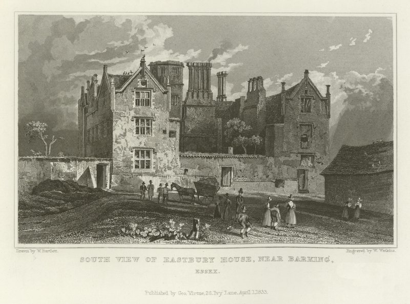 South View of Eastbury House, nära Barking, Essex av William Henry Bartlett