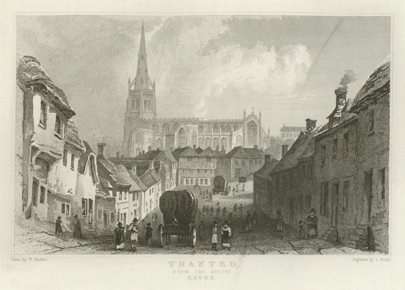 Thaxted, från söder, Essex av William Henry Bartlett