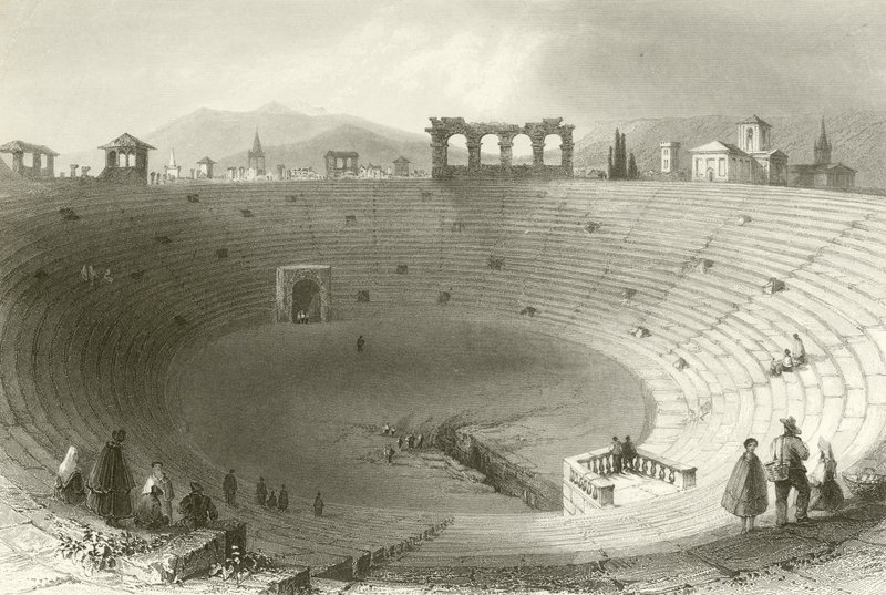 Amfiteatern, Verona av William Henry Bartlett