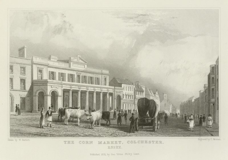 Corn Market, Colchester, Essex av William Henry Bartlett