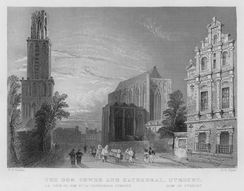 Domtornet och katedralen, Utrecht (gravyr) av William Henry Bartlett