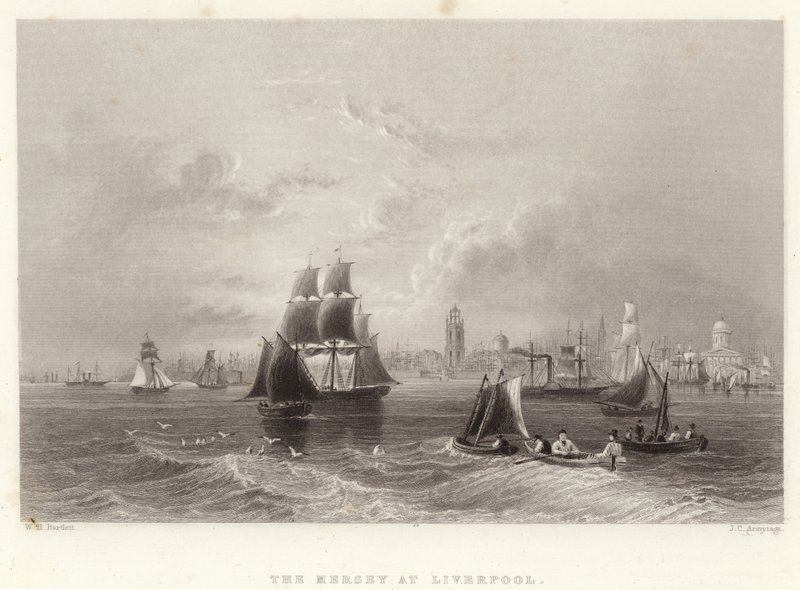 Mersey vid Liverpool av William Henry Bartlett