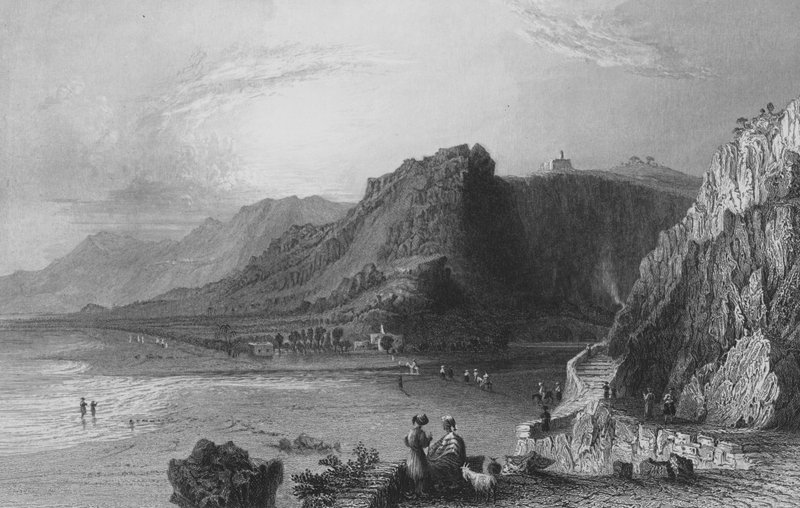 Nahr-el-Kelb, eller hundens flod, som skiljer patriarkaten i Jerusalem och Antiokia åt av William Henry Bartlett