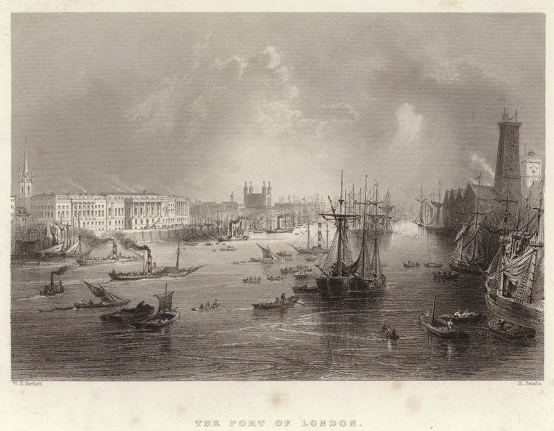 Londons hamn av William Henry Bartlett