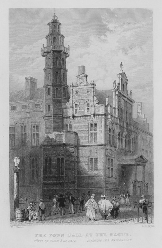 Rådhuset i Haag (gravyr) av William Henry Bartlett