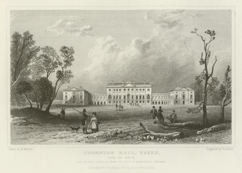 Thorndon Hall, Essex, från norr, säte för Lord Petrie av William Henry Bartlett