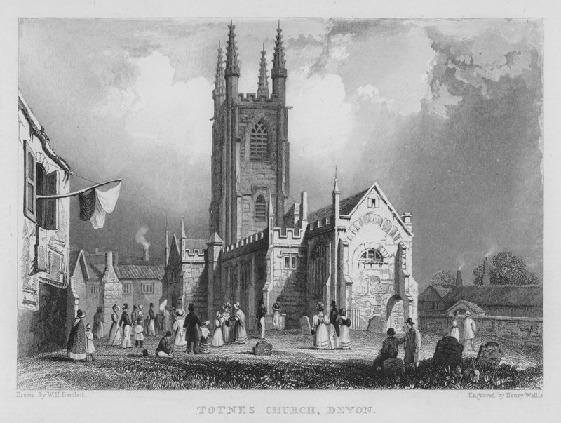 Totnes Church, Devon (gravyr) av William Henry Bartlett